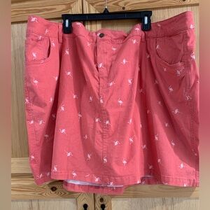 Woman Within Coral Flamingo Print Skort Sz 32W